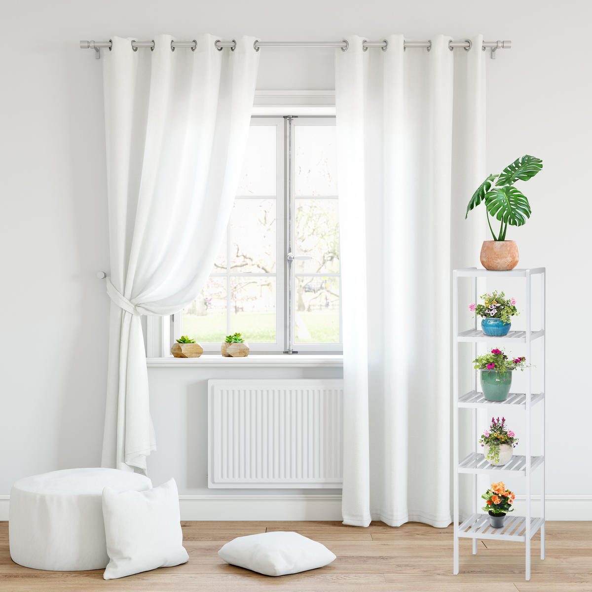BADREGAL - Weiß, Holz (34.5/139.5/33cm) - Relaxdays