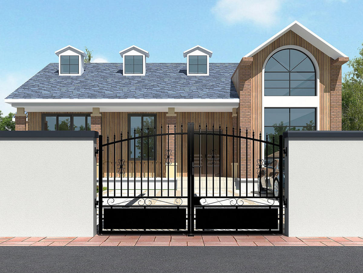 FLÜGELTOR - 351cm x 5cm - Aluminium - schwarz - NERBIS - Schwarz, Metall (351/160cm) - Vente-Unique