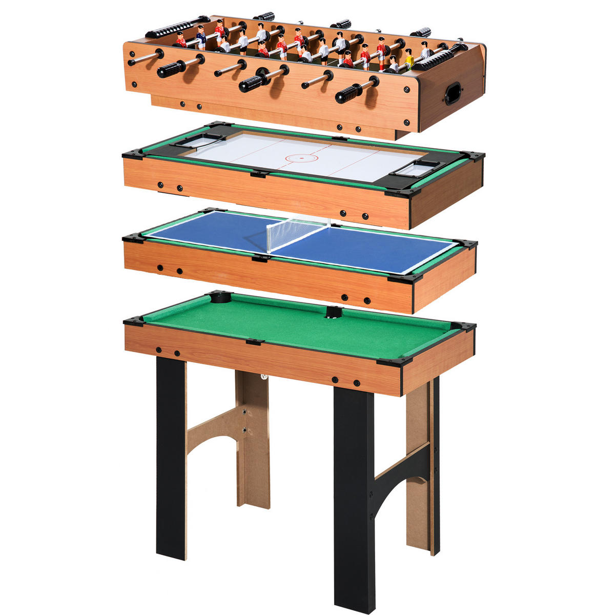 MULTIGAME Spieletisch - Schwarz/Naturfarben, Holzwerkstoff (43/87cm) - HOMCOM