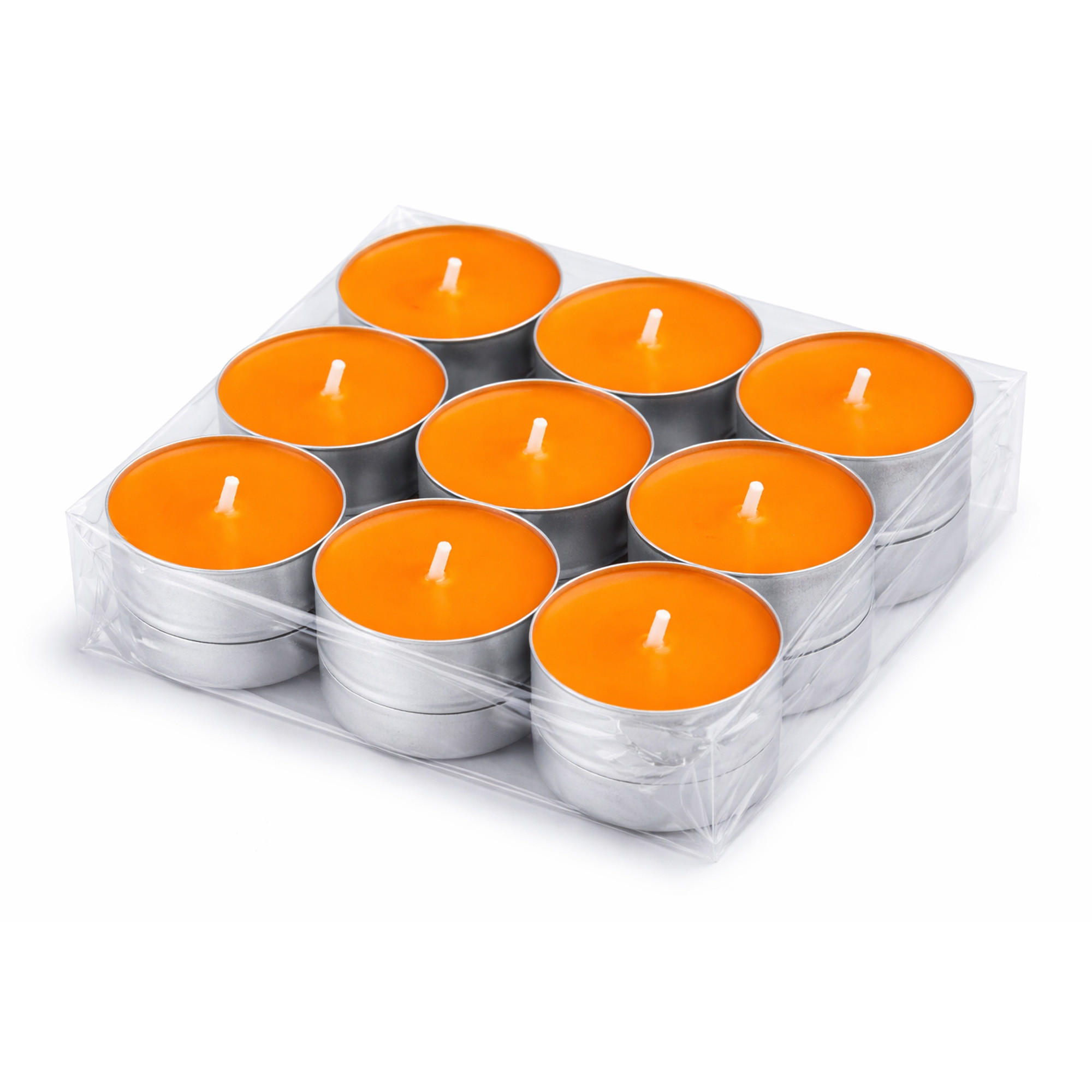 TEELICHT mit Duft - Sonnenschein - 18er Pack - Orange, Naturmaterialien (4/1.5/4cm) - HS Candle