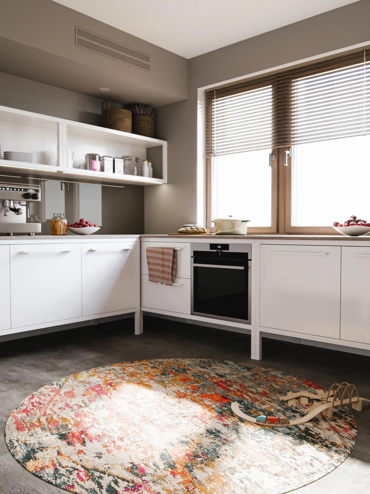 TEPPICH Casa Multicolor ø 200 cm rund - Multicolor, Naturmaterialien/Textil (200/200cm) - benuta