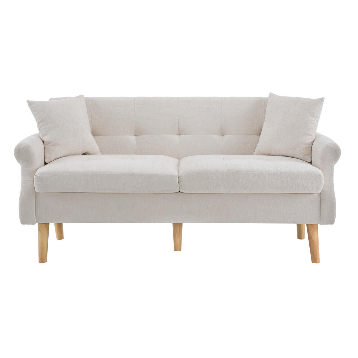 2-SITZER Sofa Chenille mit 15 cm Sitzkissen 162/74/77 cm Beige - Beige, Textil (77/162/74cm) - Redom