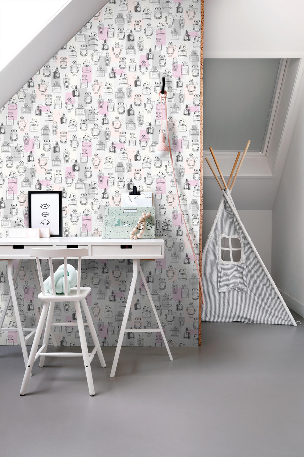 TAPETE Parfumflaschen 53 cm x 10.05 m - Grau, Papier (53/1000cm) - ESTAhome