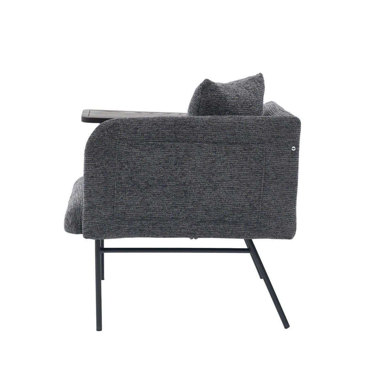 SESSEL mit Beistelltisch und Staufächern, DE-42265, Dunkelgrau - Dunkelgrau, Metall (86/71/72cm) - ComfortXL