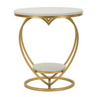 BEISTELLTISCH Heart, goldfarben und weiß, Eisen und Marmor, 40 x 40 x 45,5 cm, Motiv: Herz - Goldfarben/Weiß, Stein/Metall (40/40/45.5cm) - Mauro Ferretti