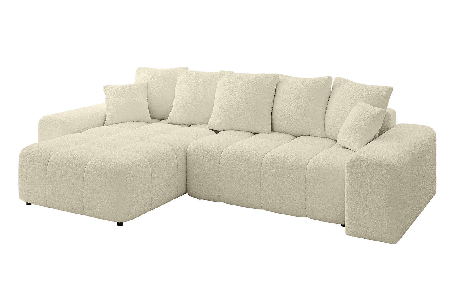ALTDECOR ROHOVÁ SEDACÍ SOUPRAVA s otomanem vlevo ENIL-L 297x189x68 béžový buklé