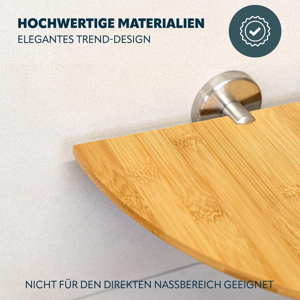 ECK-WANDABLAGE PIAZZA, Edelstahl, inkl. Klebeset - Braun, Metall (35/6/25cm) - bremermann