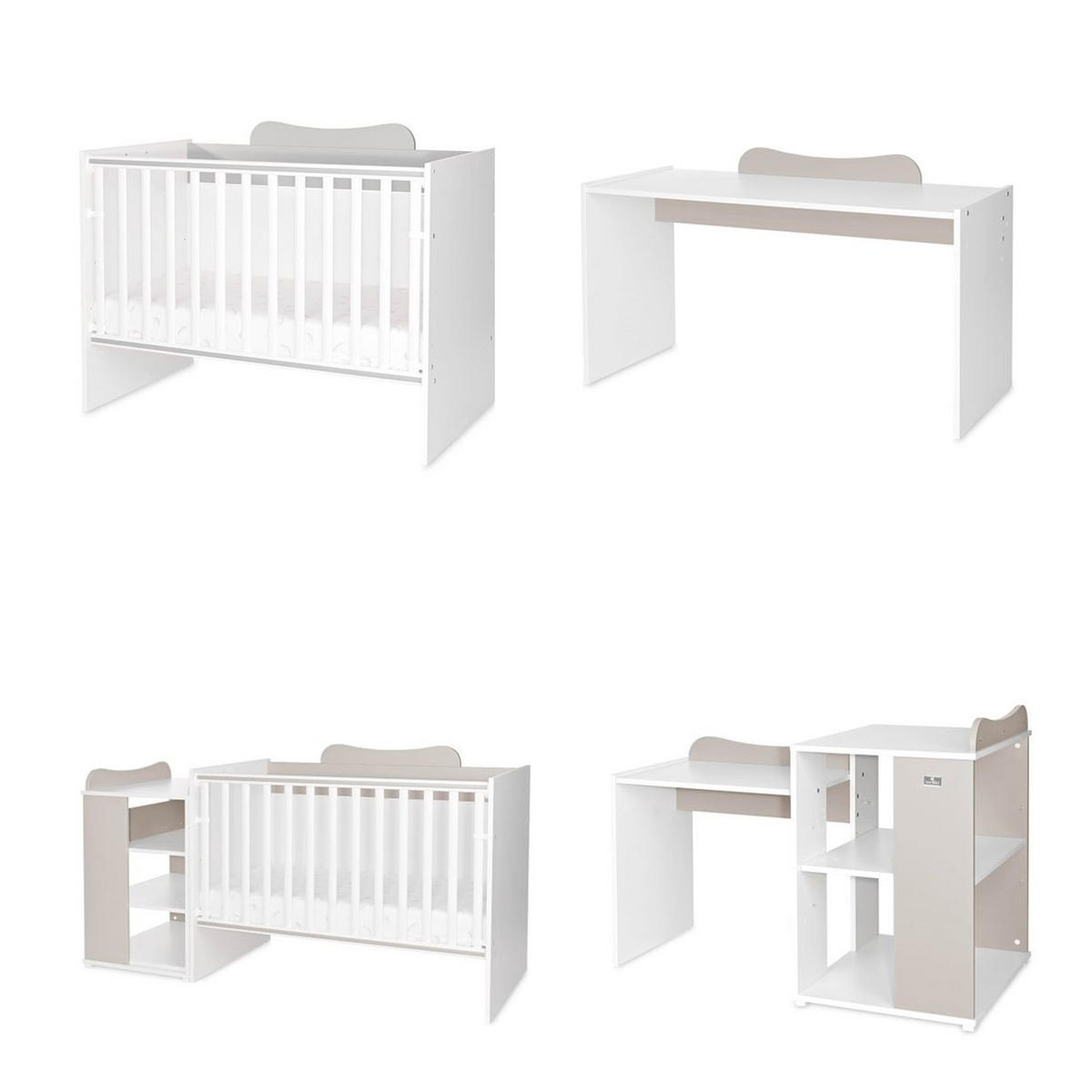 BABYBETT Multi beige 190 x 82 cm, Wickelkommode, Hausbett, Jugendbett, Schreibtisch - Beige, Holzwerkstoff (60/120cm) - Lorelli