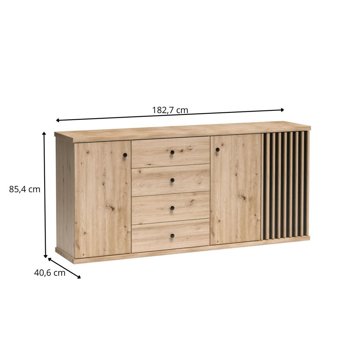 KOMMODE Cali C-20 182,7 x 85,4 x 40,6 cm Eiche Artisan - Eiche Artisan, Holzwerkstoff (182.7/85.4/40.6cm) - Koseto
