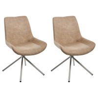 ESSZIMMERSTUHL 2er-Set Kunstwildleder Beige Hailey - Beige, Textil (56/85/56cm) - Beliani