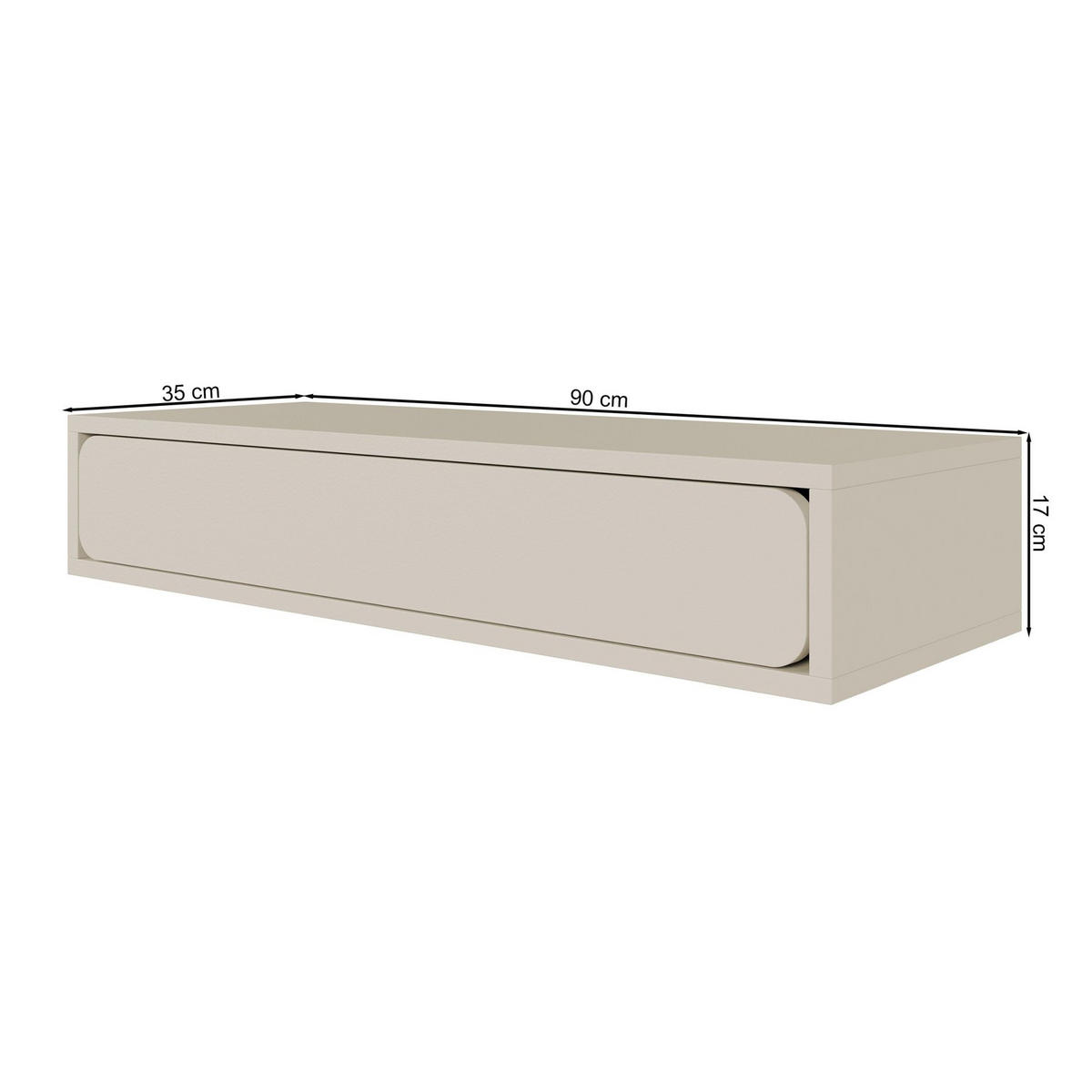 HÄNGEKONSOLE Wuwu Greige mit Schublade 90 cm - Taupe, Holzwerkstoff (90/17/35cm) - Selsey