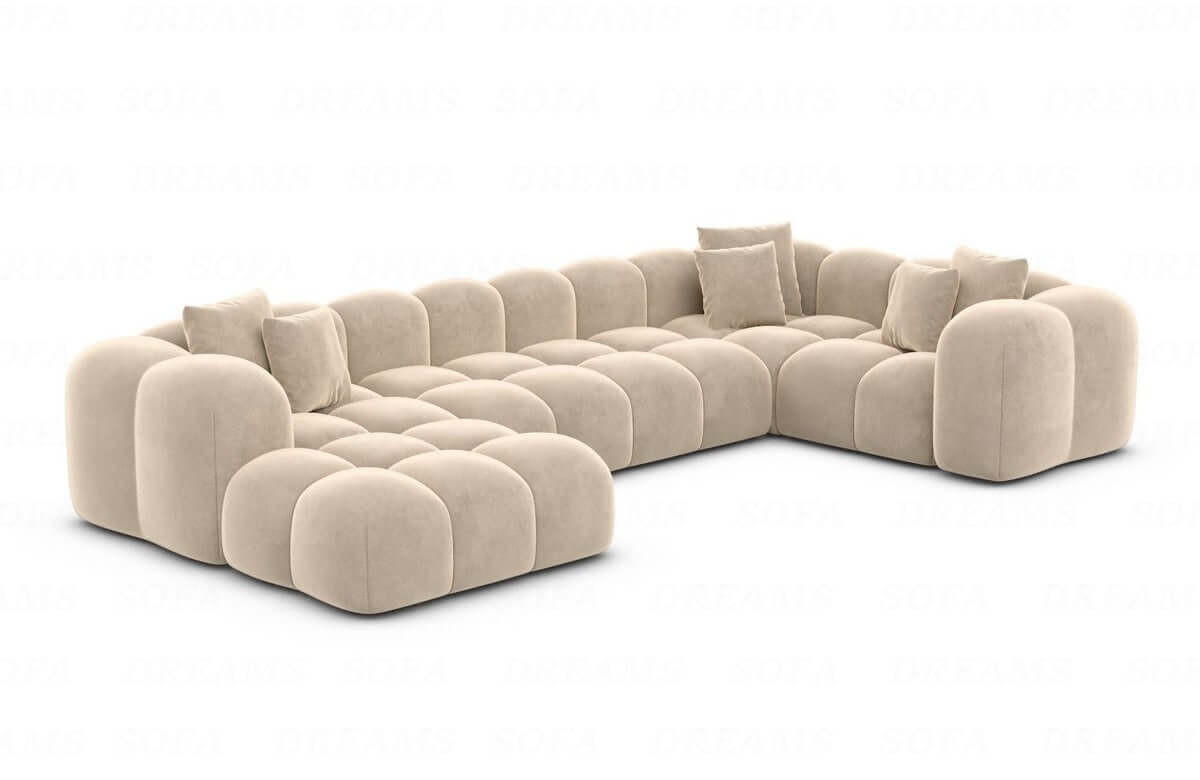 WOHNLANDSCHAFT Cloud Beige Samtstoff - Beige, Kunststoff (314/72/184cm)