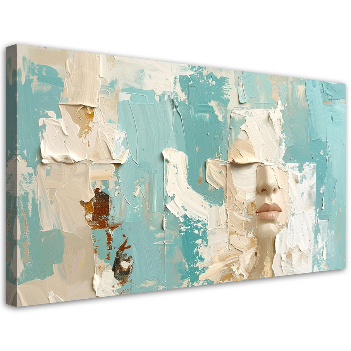 LEINWANDBILD 3D und geometrisch 120x60cm - Türkis, Textil (120/60cm) - Feeby