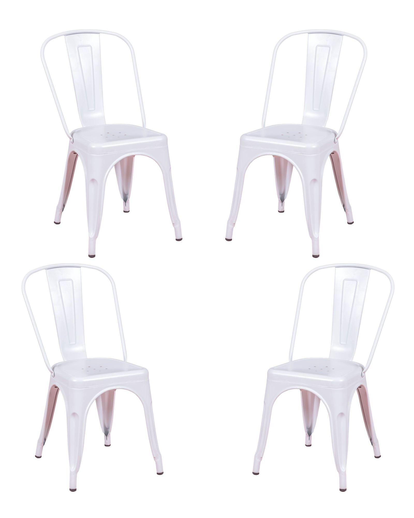 STÜHL-SET 4 Stück Metall Weiß - Weiß, Metall (44/85/55cm) - Nest Dream