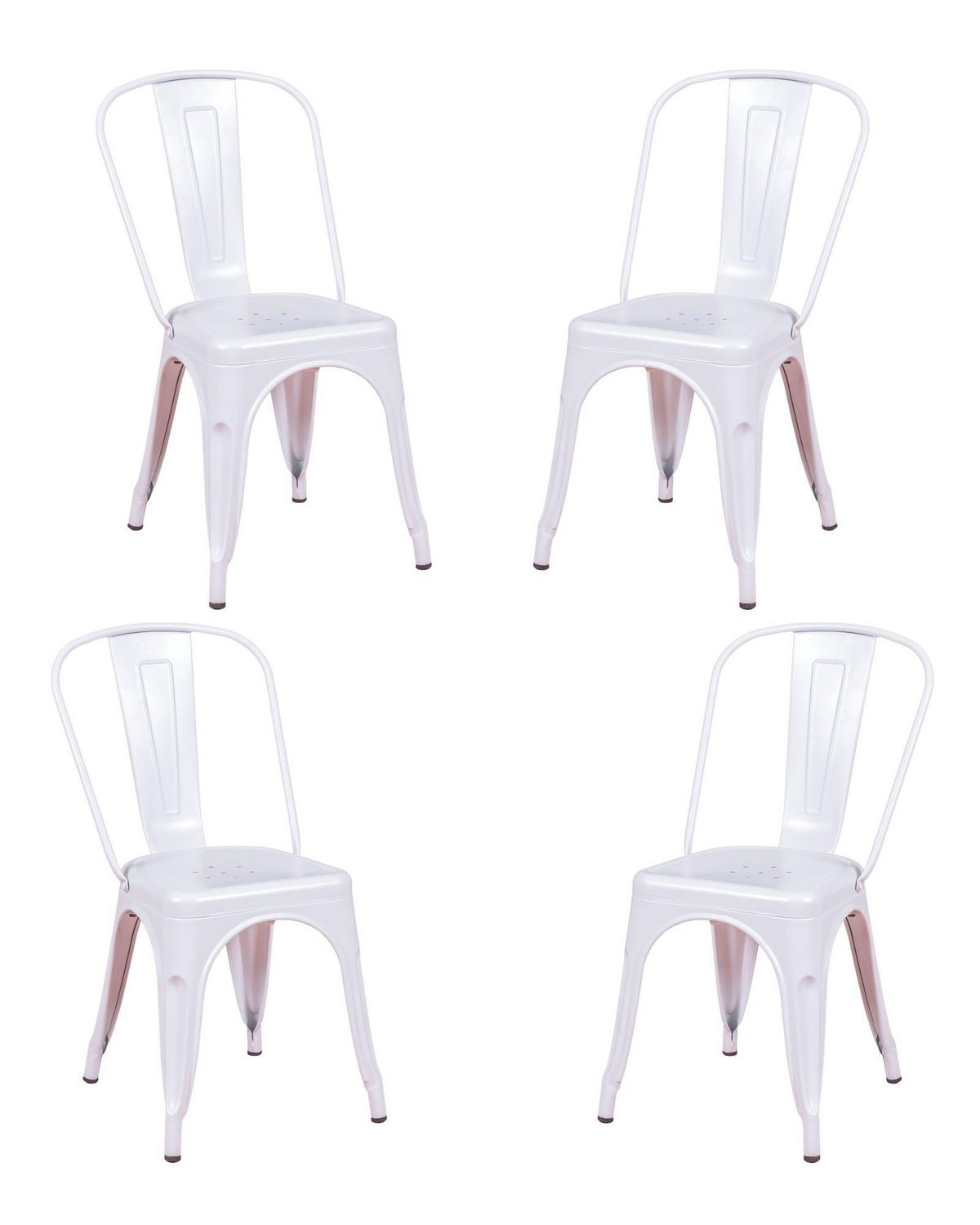 STÜHL-SET 4 Stück Metall Weiß - Weiß, Metall (44/85/55cm) - Nest Dream