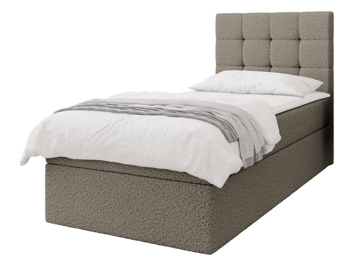 BOXBETT Luanda Boucle Single - H3 - Hellbraun/Schwarz, Holz/Kunststoff (100/200cm) - MIRJAN24