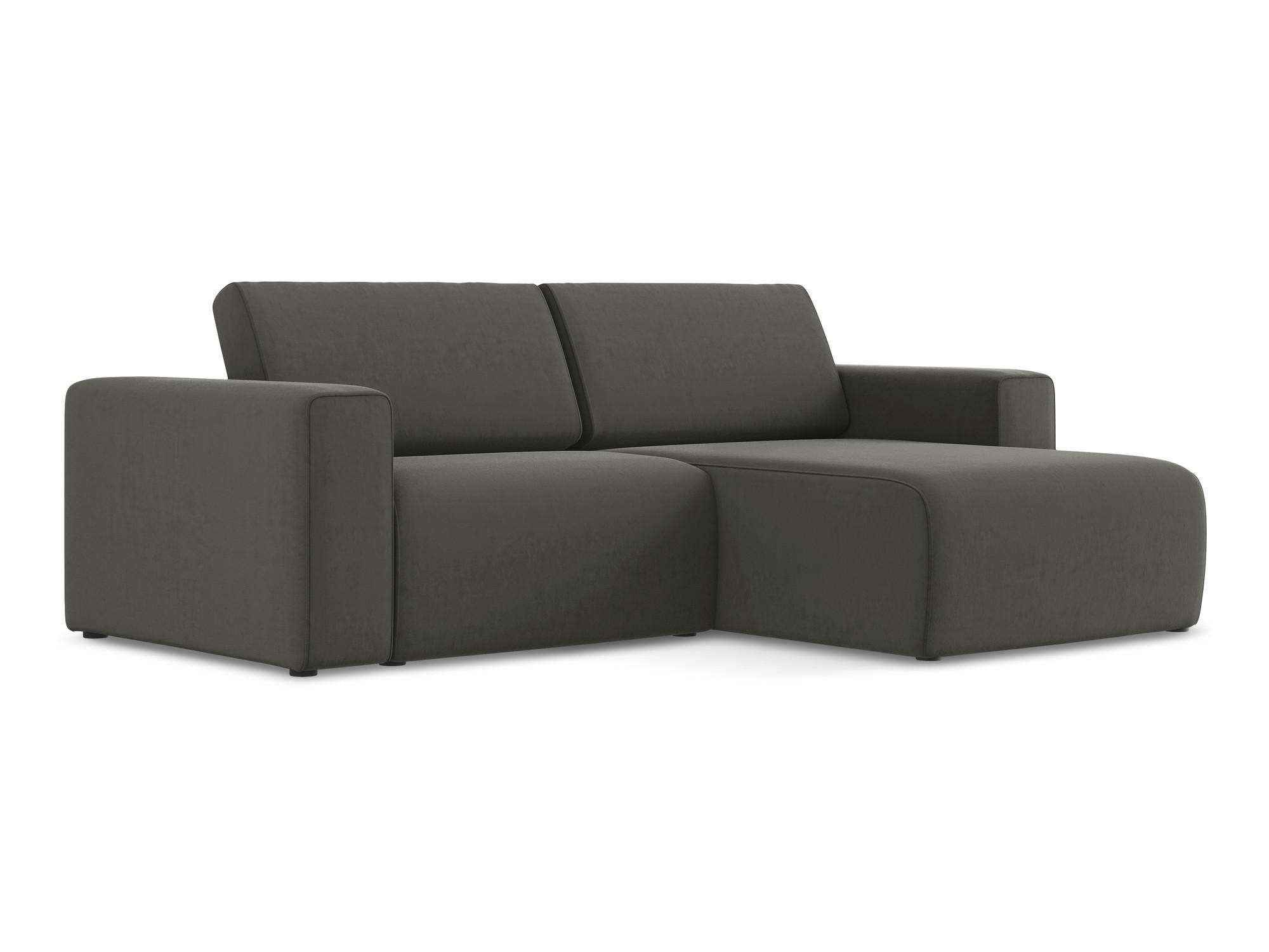 ECKSOFA Rechts Samt Stoff Grau - Dunkelgrau/Schwarz, Kunststoff/Textil (224/167cm) - Makamii