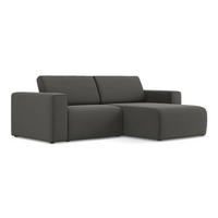 ECKSOFA Rechts Samt Stoff Grau - Dunkelgrau/Schwarz, Kunststoff/Textil (224/167cm) - Makamii