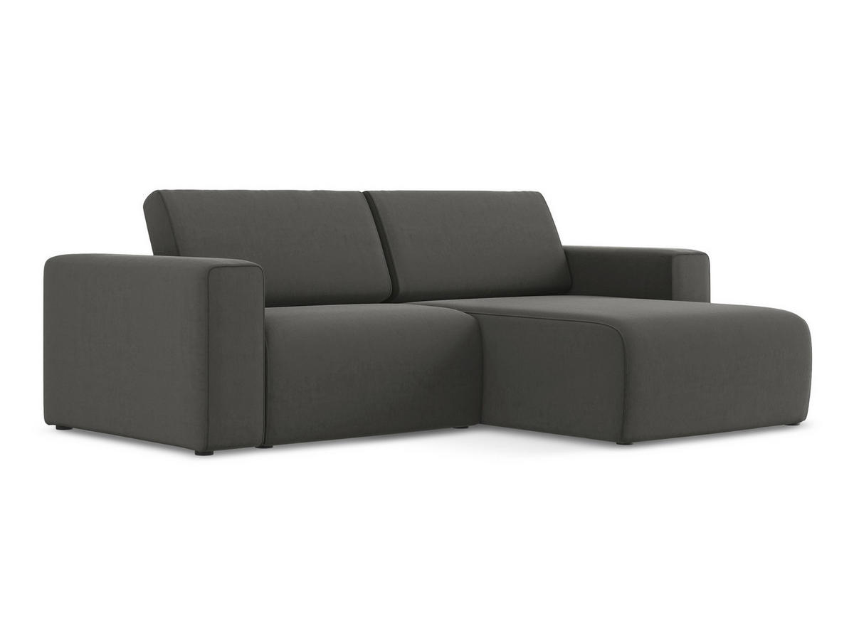 ECKSOFA Rechts Samt Stoff Grau - Dunkelgrau/Schwarz, Kunststoff/Textil (224/167cm) - Makamii