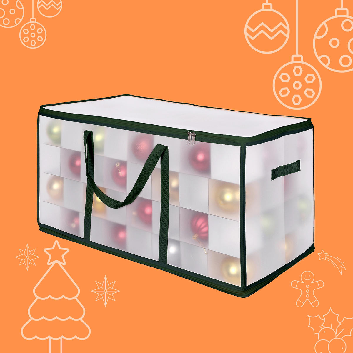 WEIHNACHTSKUGEL-AUFBEWAHRUNGSBOX - Transparent, Wellpappe/Kunststoff (73/37/36cm) - Relaxdays