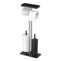 WC-GARNITUR - Schwarz, Kunststoff/Metall (30/77/15cm) - Relaxdays