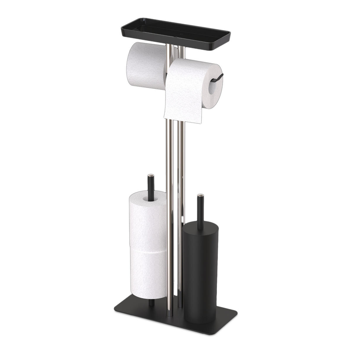 WC-GARNITUR - Schwarz, Kunststoff/Metall (30/77/15cm) - Relaxdays