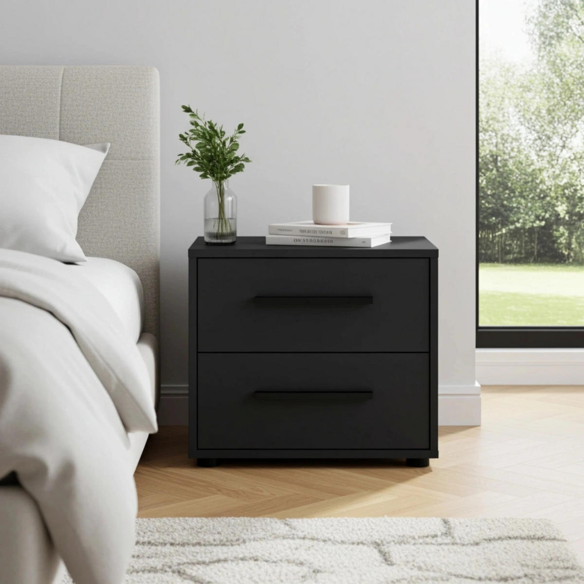 NACHTTISCH Schwarz Matt - Modena - Schwarz, Holzwerkstoff (51/47/40cm) - Ravio