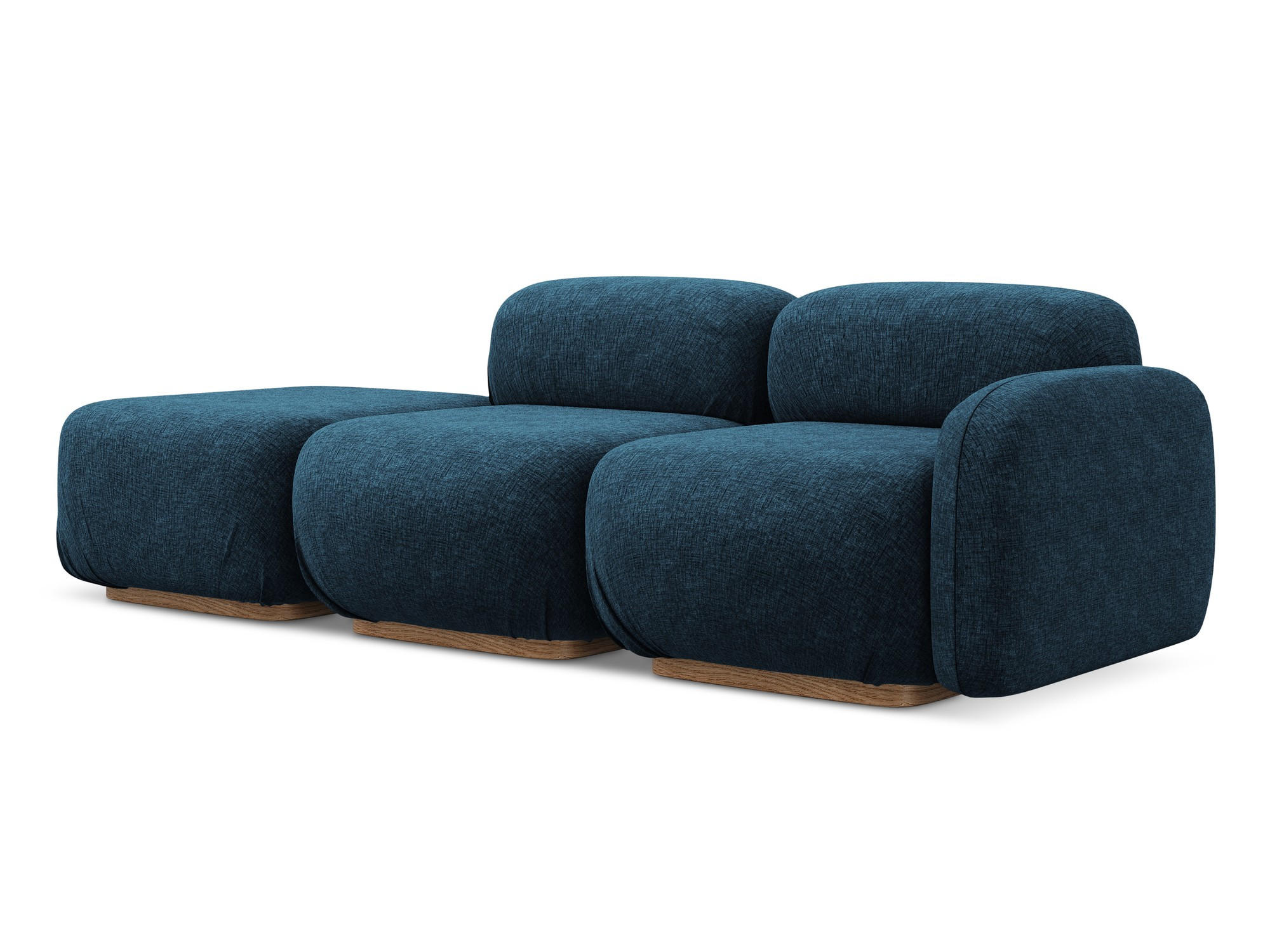3-SITZER SOFA Links Chenille Stoff Blau - Blau/Braun, Holz/Textil (258/73/95cm) - Makamii