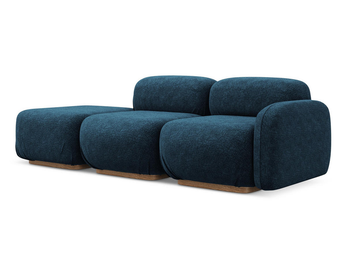3-SITZER SOFA Links Chenille Stoff Blau - Blau/Braun, Holz/Textil (258/73/95cm) - Makamii