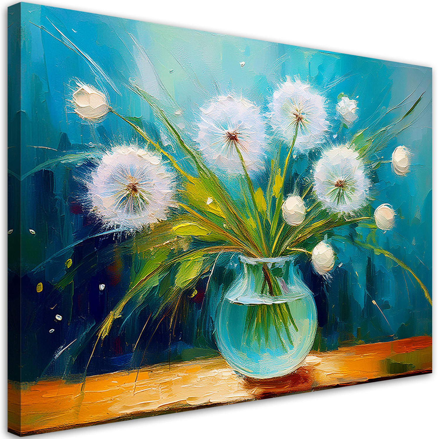 WANDBILD blütenblätter in einer vase - Blau, Textil (60/40cm) - Feeby