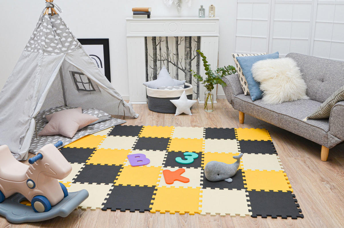 SPIELMATTE ab Null - 270/90 cm Puzzlematte Schwarz - Multicolor, Kunststoff (30/30cm) - Littletom