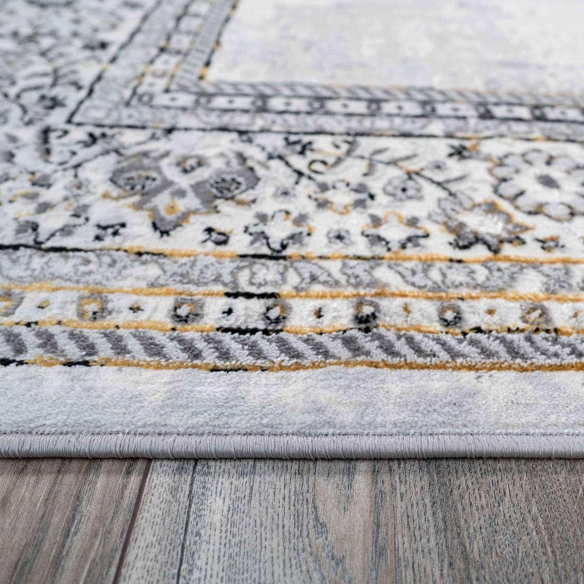 WEBTEPPICH Victoria Gold - Goldfarben/Grau, Textil (190/280cm) - Kukoon Rugs