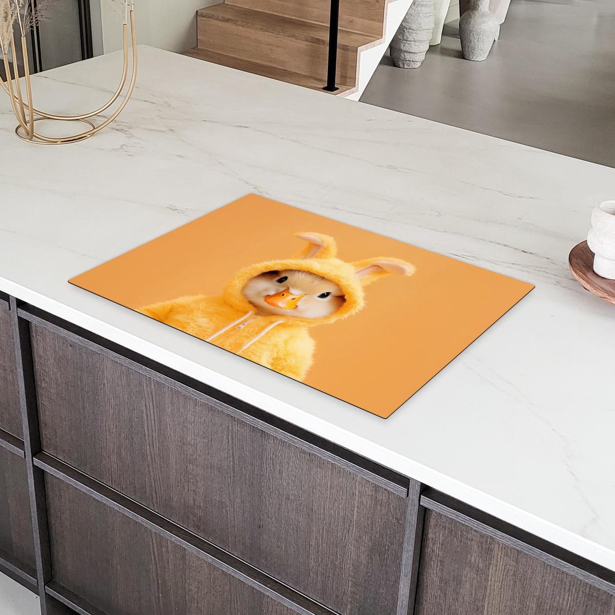 HERDABDECKPLATTE Osterhase - Kostüm - Ente Ceranfeldabdeckung 78x52 cm - Gelb, Kunststoff (78/52/0.2cm) - MuchoWow