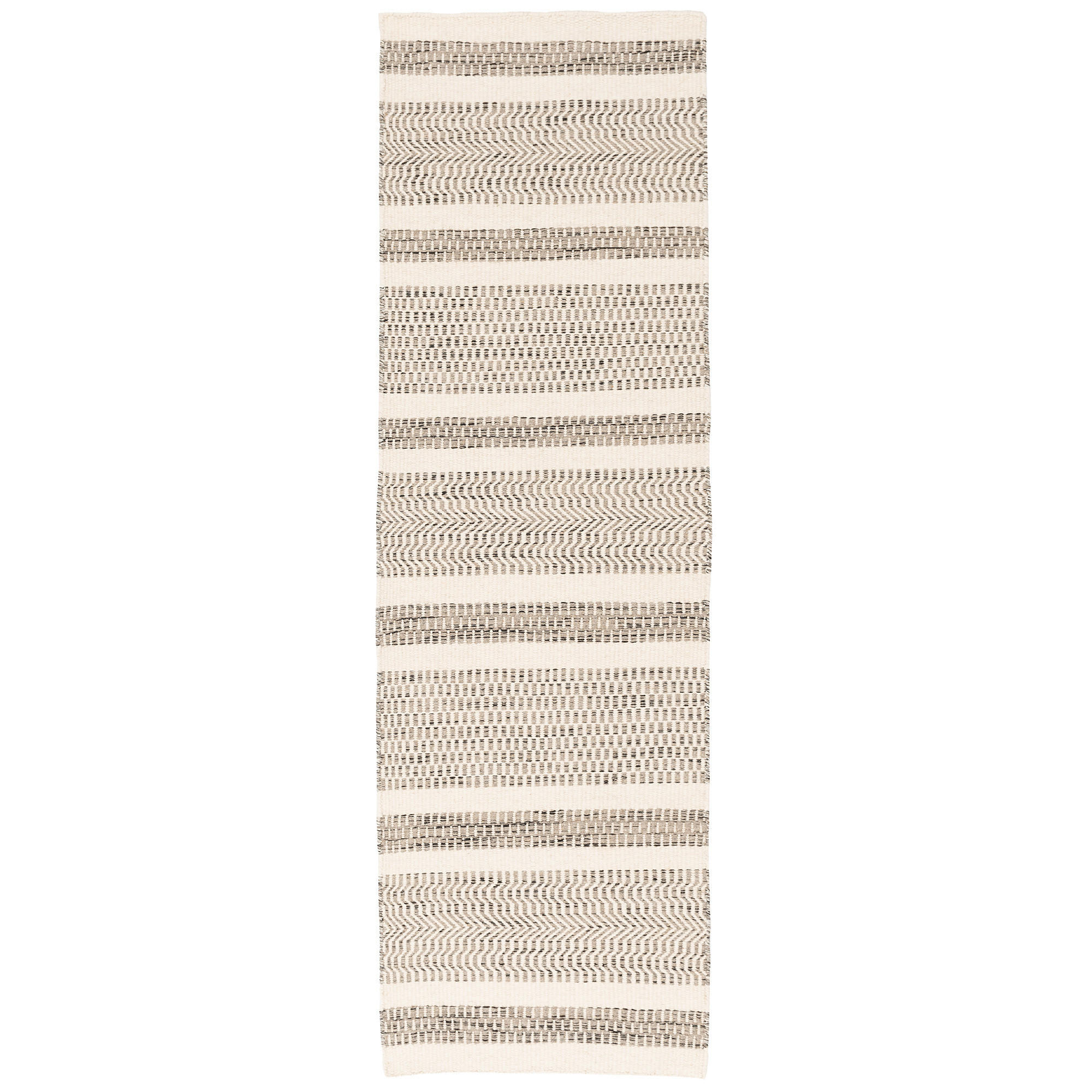 NATUR TEPPICH LÄUFER WOLLE RANA STREIFEN - Weiß/Grau, Textil (90/160cm) - Pergamon