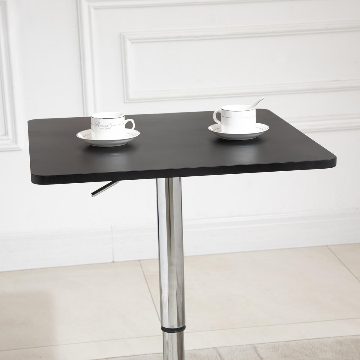 BARTISCH Höhenverstellbar Stehtisch mit Drehbar Tischplatte für Wohnzimmer - Schwarz, Holzwerkstoff (60/91/60cm) - HOMCOM