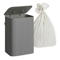 WÄSCHEKORB - Grau, Holz/Textil (40/60/30cm) - Relaxdays