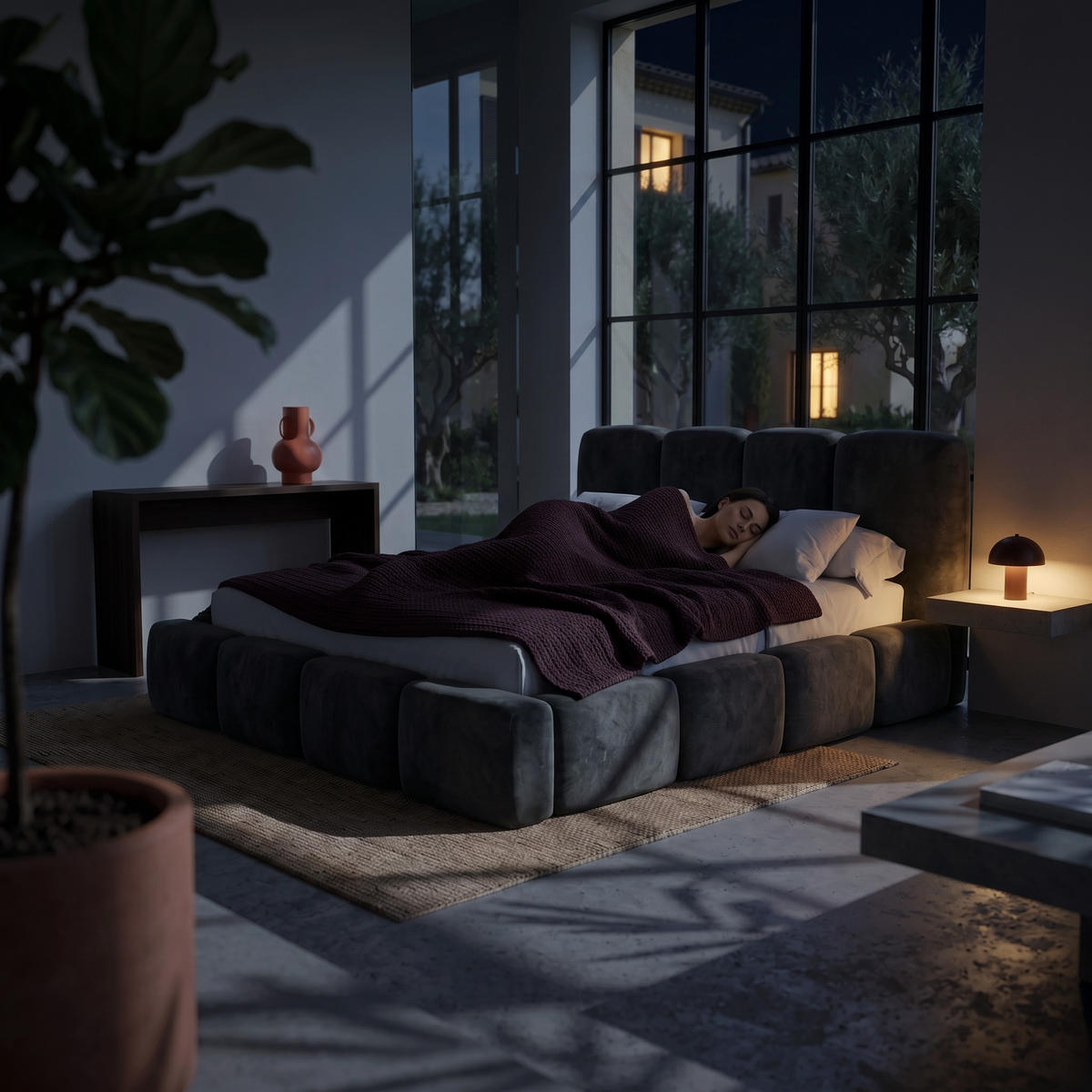 POLSTERBETT SUENO MAXI 140x200 cm in Grau, gepolstertes Kopfteil, Metalllattenrost, Bettkasten, Velour-Stoff - Naturfarben/Grau, Holz/Textil (140/200cm) - Muffo