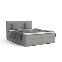 BOXBETT BELLO 200x200 in Velour Hellgrau H3 - Hellgrau, Holz/Holzwerkstoff (200/200cm) - Deine Möbel 24