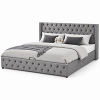 POLSTERBETT 140/190 cm in Grau Samt mit Bettkasten - Grau, Holzwerkstoff/Textil (140/190cm) - CHICFURN