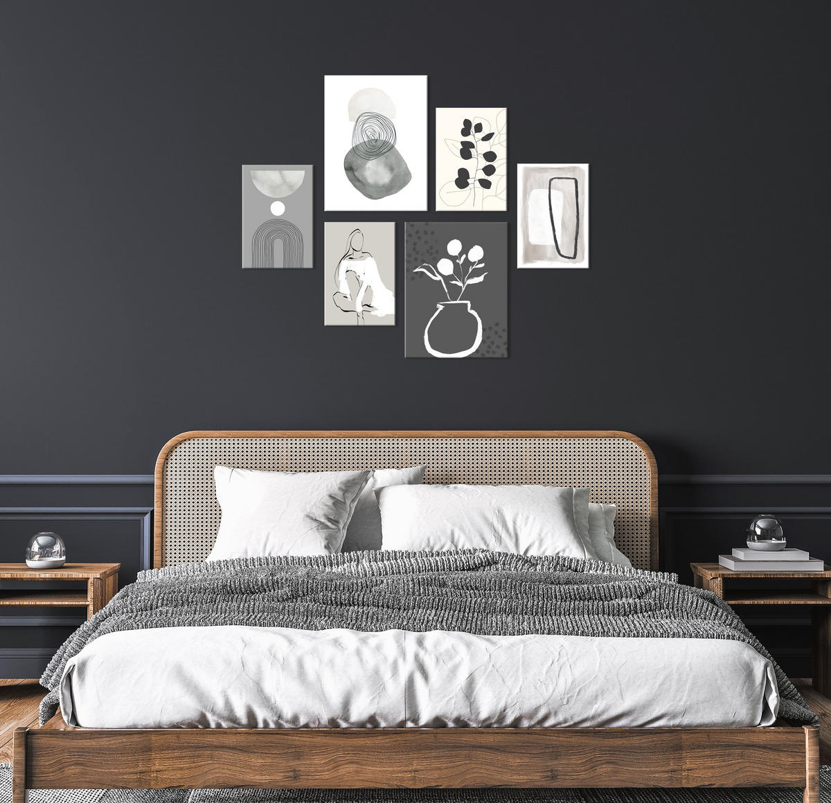 BILDERSET 6er-Set 30x40 cm + 20x30cm abstrakte Kunst - Beige, Kunststoff (105/85cm) - artissimo