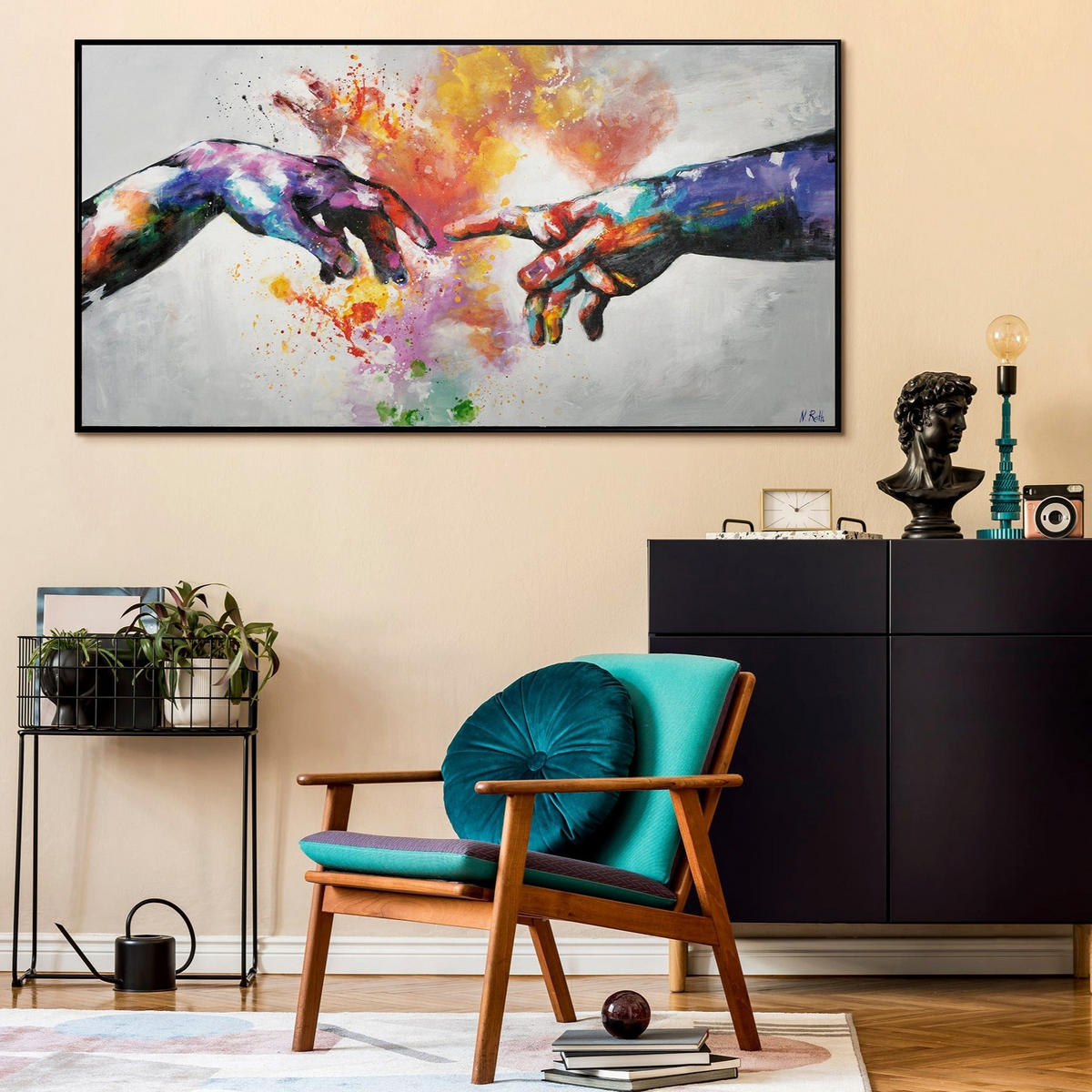 GEMÄLDE Galaktisch Schattenfugenrahmen Schwarz 160x80 cm - Schwarz, Holz (160/80cm) - YS-art gallery