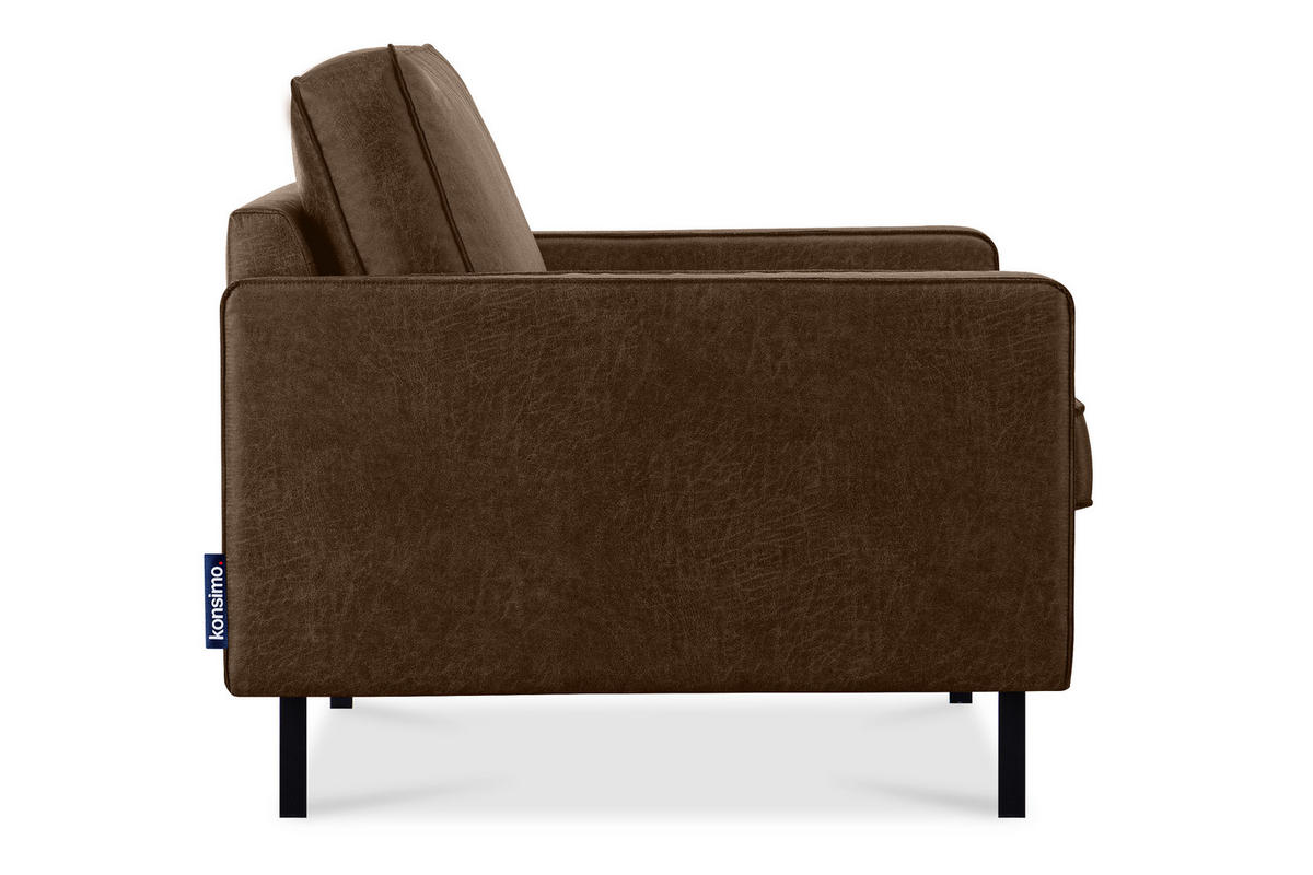 1,5-SITZER-SESSEL INVIA mit Armlehnen vintage, Lederoptik-Stoff, Dunkelbraun - Dunkelbraun/Schwarz, Textil (116/87/98cm) - KONSIMO®