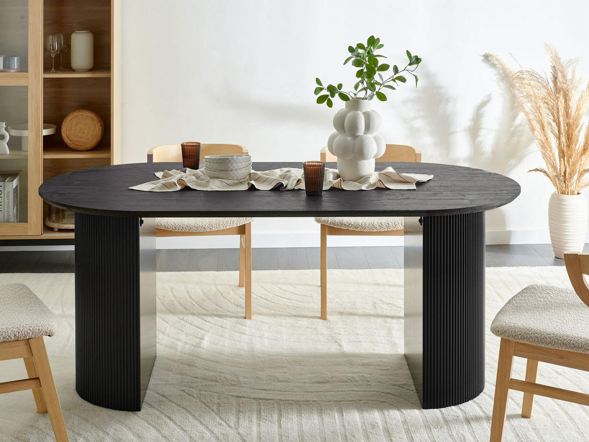 ESSTISCH Schwarz Savory - Schwarz, Holzwerkstoff (180/90/75cm) - Beliani