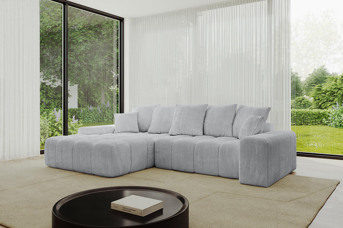 ECKSOFA Ottomane Links ENSI-L - 267x164x88 cm Grau - Grau, Holzwerkstoff/Kunststoff (267/164cm) - ALTDECOR