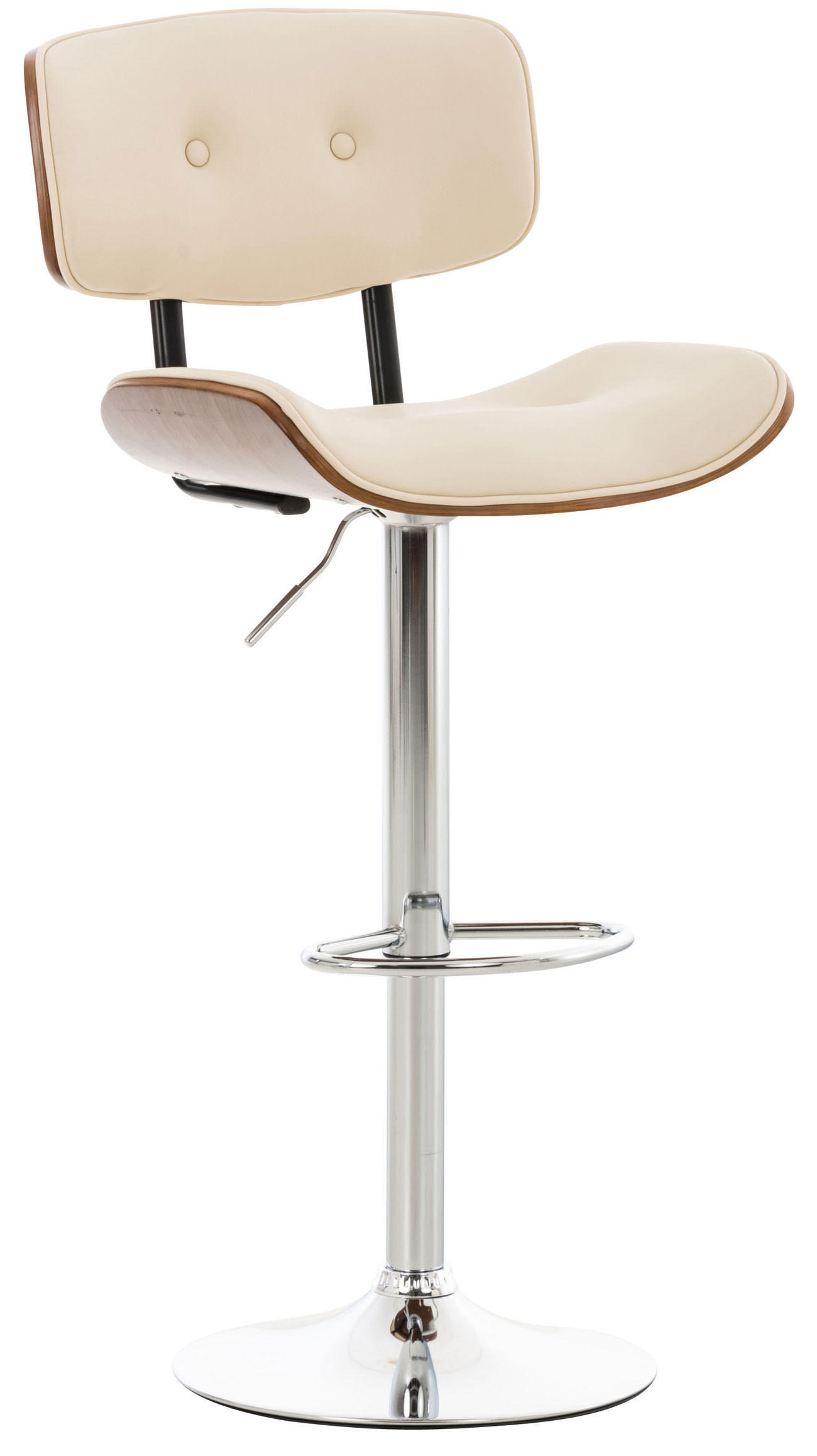 BARHOCKER Lederlook walnuss/creme - Chromfarben/Walnussfarben, Textil/Metall (50/94/56cm) - CLP