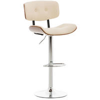 BARHOCKER Lederlook walnuss/creme - Chromfarben/Walnussfarben, Textil/Metall (50/94/56cm) - CLP