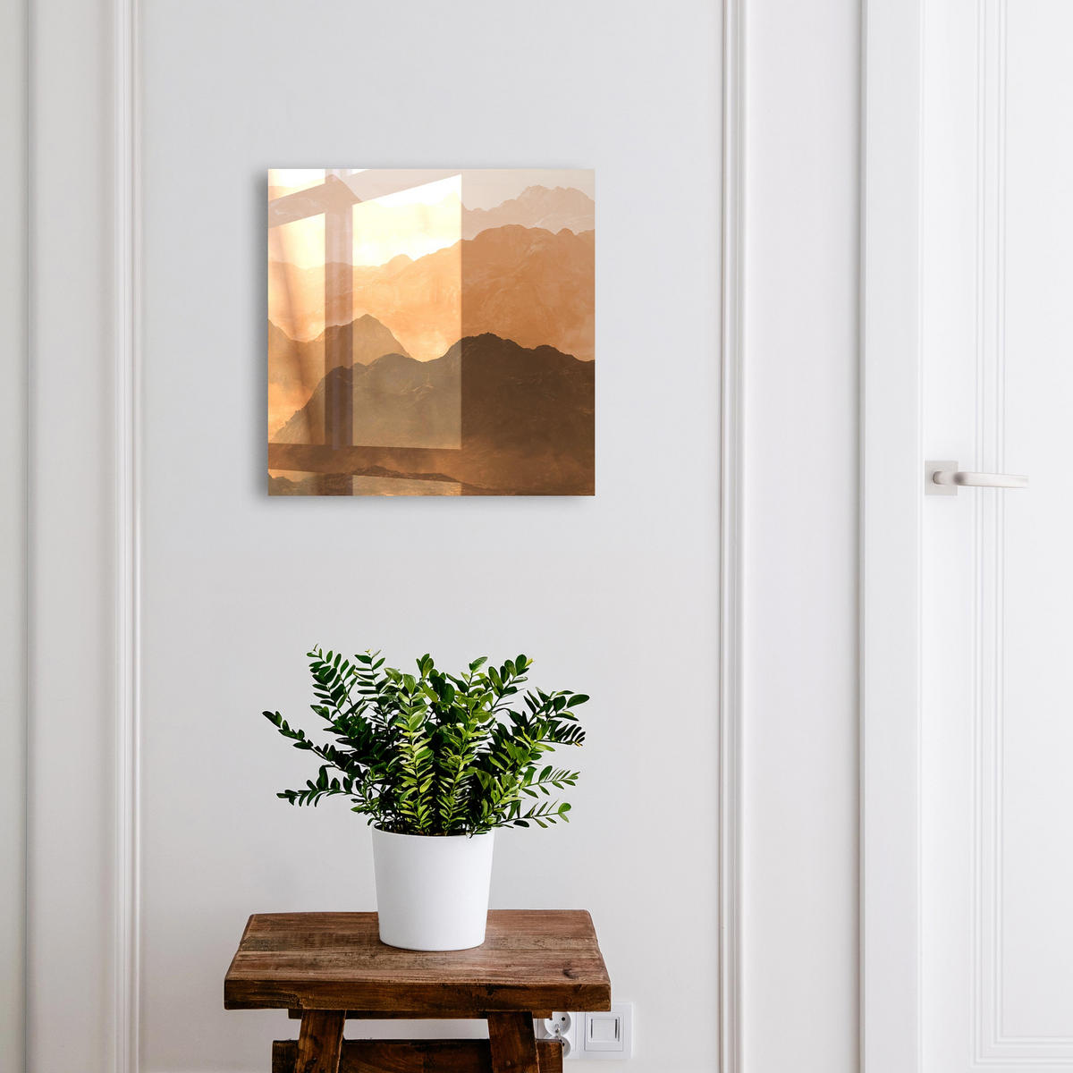 SCHLÜSSELBOX Schwarz 30x30 cm- Türöffnung nach rechts - Bergpanorama - Orange, Metall (30/30/5cm) - TULUP
