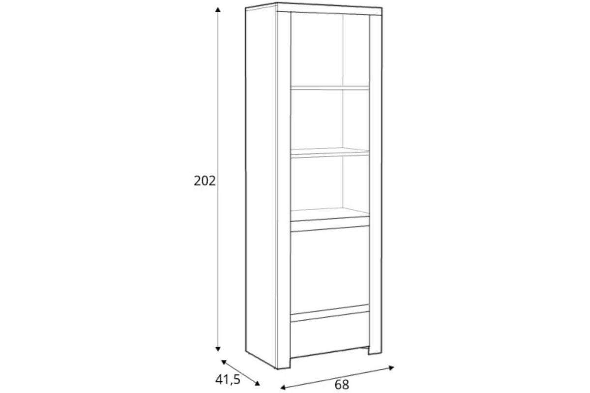 REGAL DAMINO mit Türen und Schublade, weiß - Eiche Wotan/Weiß, Holz (68/202/42cm) - KONSIMO®
