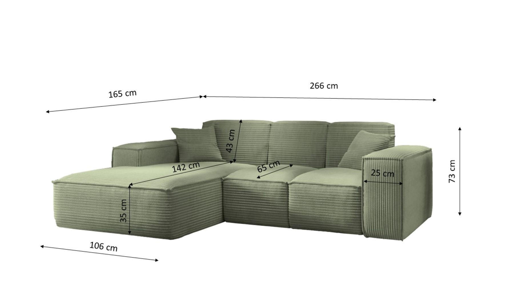 Thumbnail - Kaiser Möbel Ecksofa, Hellgrün, Textil, L-Form,L-Form, 266x165 cm, Wohnzimmer, Sofas & Couches, Wohnlandschaften, Ecksof...