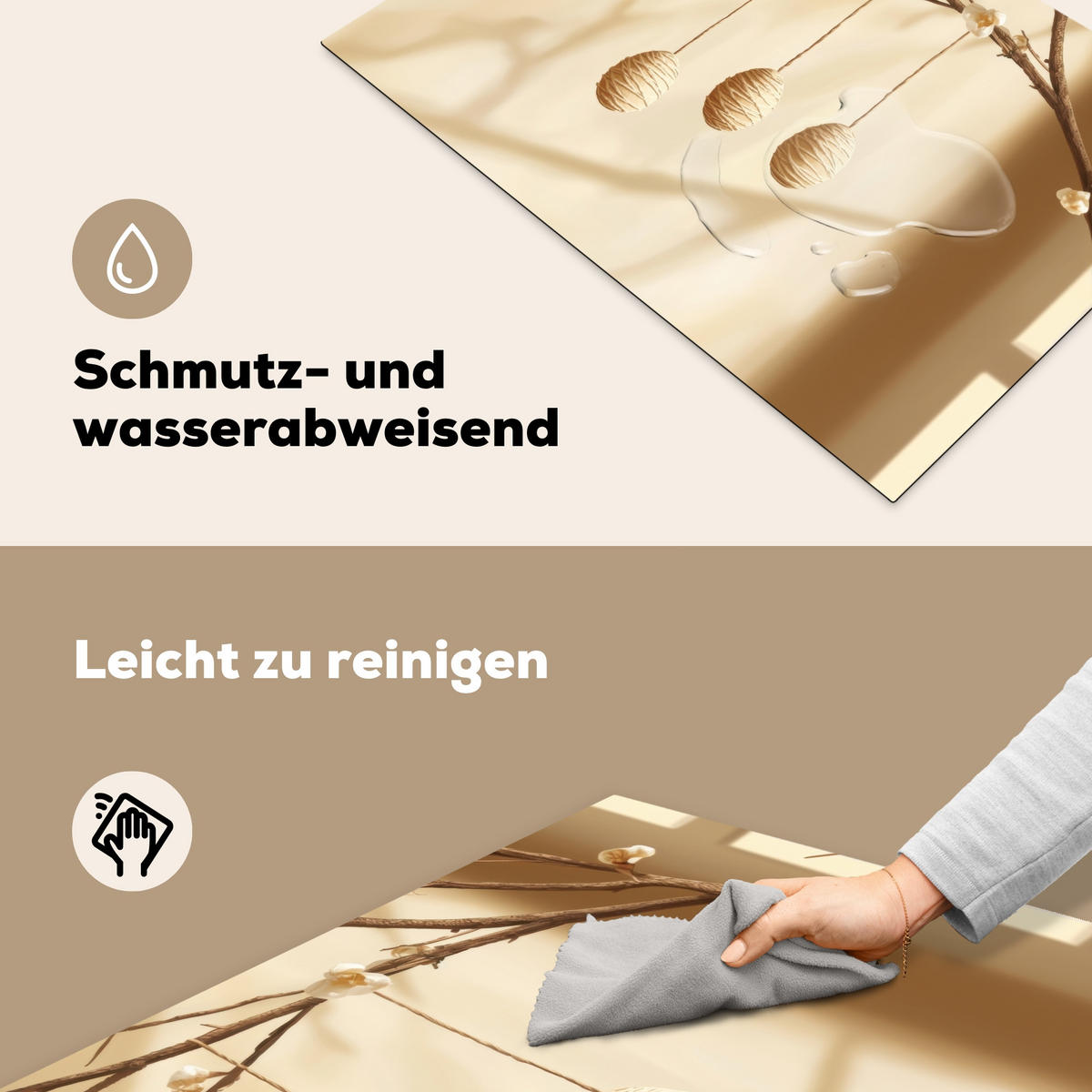 HERDABDECKPLATTE Beige - Osterkuchen - Eier Ceranfeldabdeckung 78x52 cm - Beige, Kunststoff (78/52/0.2cm) - MuchoWow